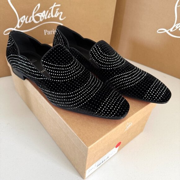 Christian Louboutin Dandy Chick Orlato Flat VelvetLoafer Shoe with Crystal Inlay - Picture 14 of 16